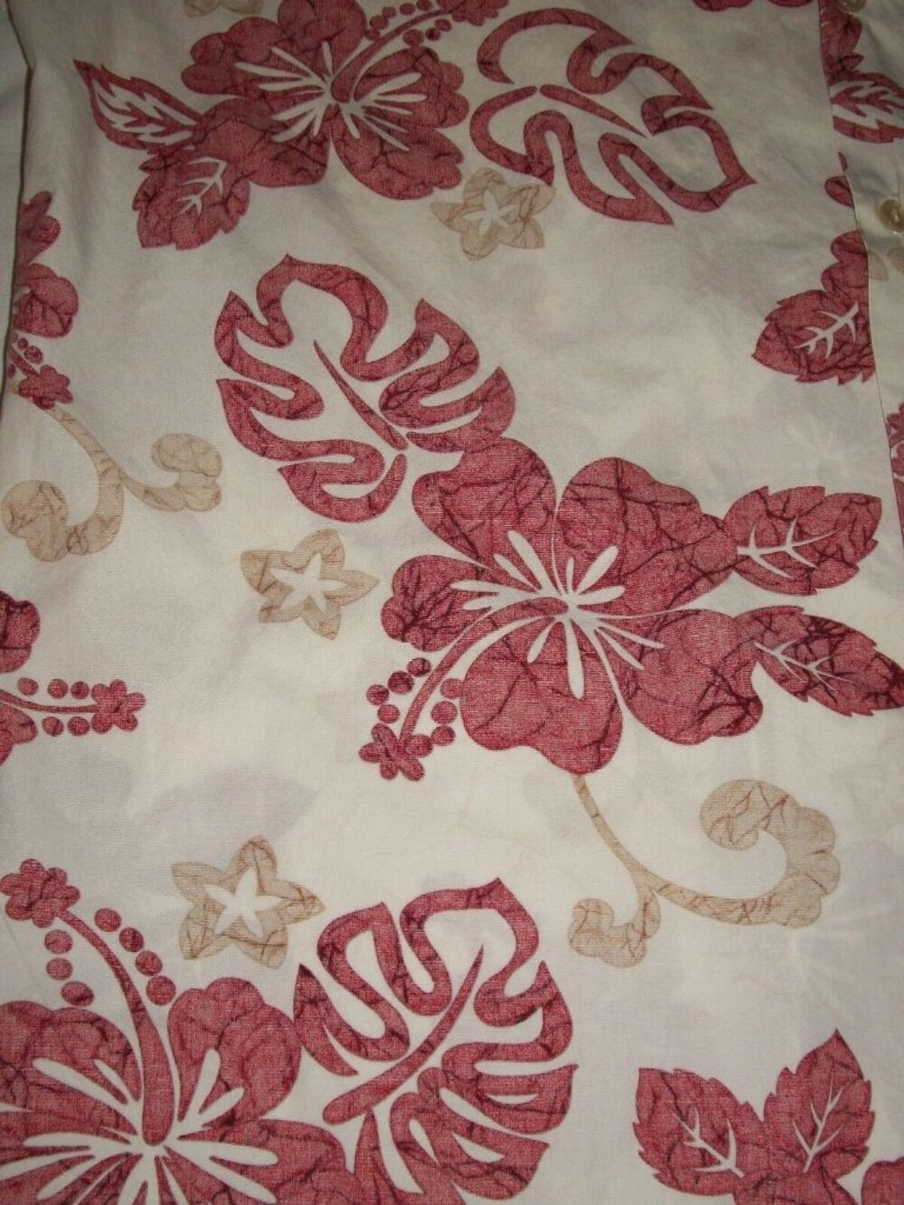 Hilo Hatties Red Reverse Floral Men's Hawaiian Aloha Tropical Button Shirt Large